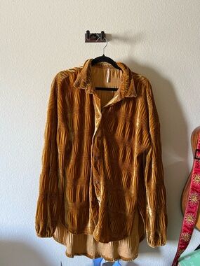 Free People My Best Top Velvet Button Up